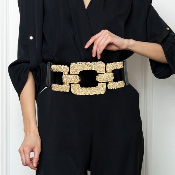 Wide Metal Link Elastic Belt